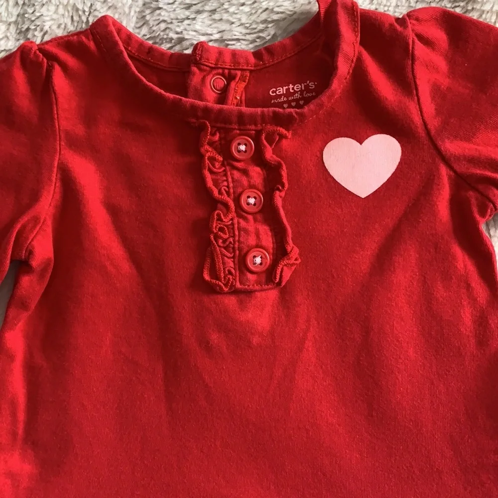2 Carter’s Valentine’s Red Tops Baby 3m Hearts